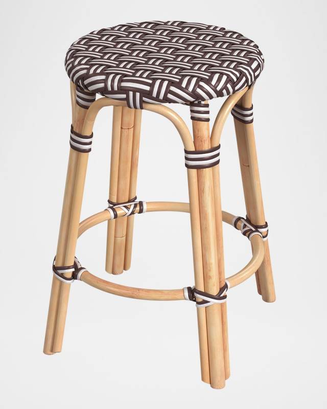 Tobias 24" Rattan Counter Stool, Burgundy